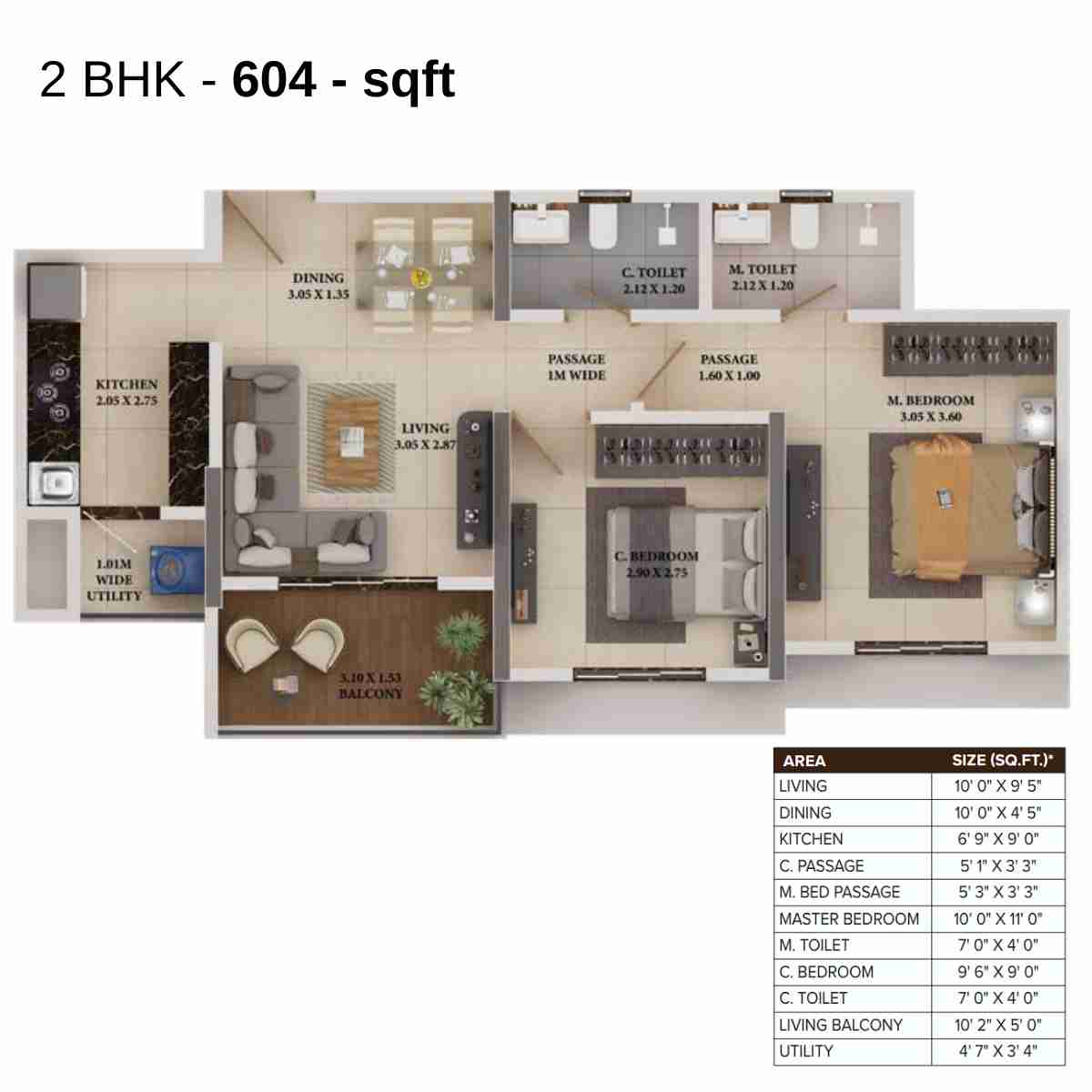Dosti-Heron-Floor-Plan-Wing-A-604-sqft